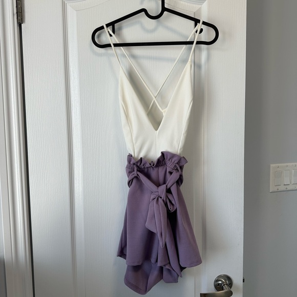 Lavender and White Romper - Picture 2 of 6